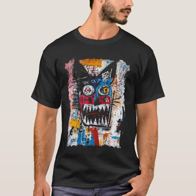 Camiseta Gato estilo Pop Art graffiti de los 90 (Anverso)