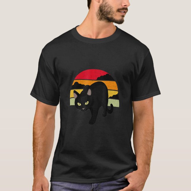 Camiseta Gato Estilo Retro Impresión de Gato (Anverso)