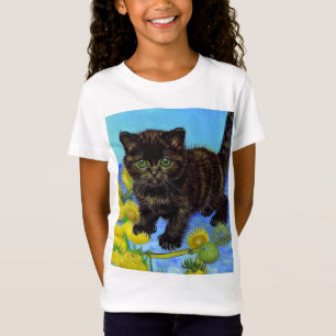 Camiseta Gato estilo Van Gogh con girasoles