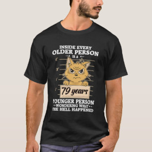 Camiseta Gato estresado divertido para los hombres de 79 añ