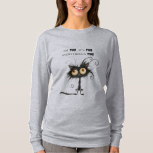 Camiseta Gato Estresado Estoy Bien Está Bien Todo Está Bien