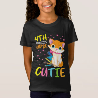 Camiseta Gato Estudiante Senior de 4º Grado Cutie