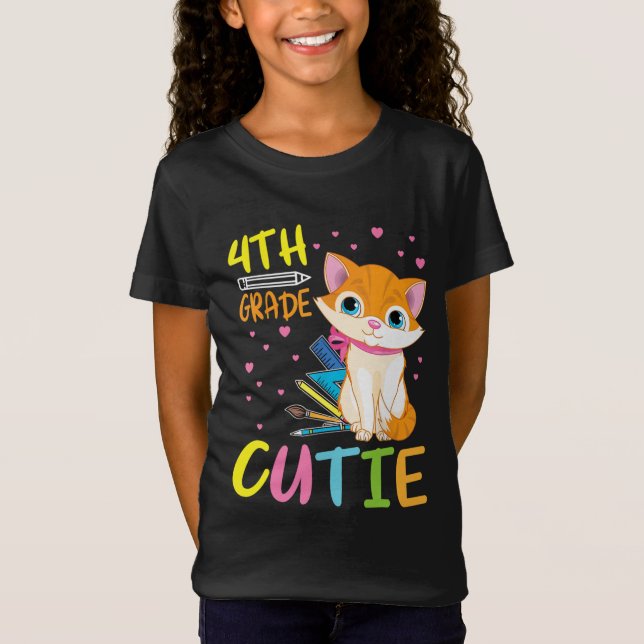 Camiseta Gato Estudiante Senior de 4º Grado Cutie (Anverso)