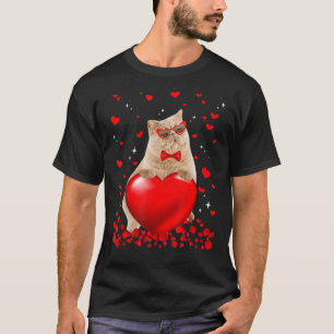 Camiseta Gato exótico Corazón de San Valentín Gato Lover