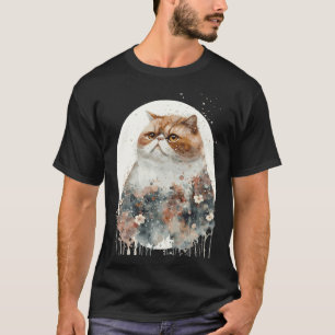 Camiseta Gato Exótico de Pelo Corto Flor de Cerezo Japonesa