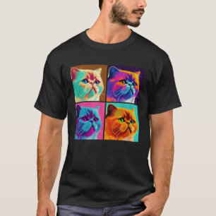 Camiseta Gato Exótico de Pelo Corto Ilustración Pop Colorid