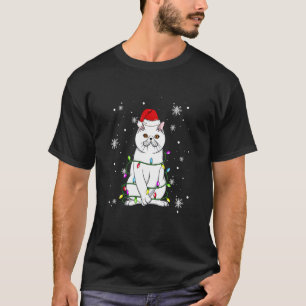 Camiseta Gato Exótico de Pelo Corto Luces de Navidad Gato d