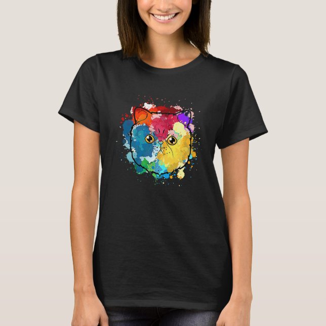 Camiseta Gato exótico de pelo corto madre salpicadura pintu (Anverso)
