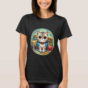 Camiseta Gato Exótico de Pelo Corto Regreso a Clases Niños