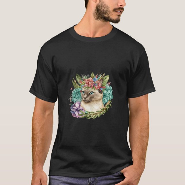 Camiseta Gato exótico Floral Gato exótico Gato Amantes Exót (Anverso)