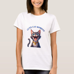 Camiseta Gato Expresivo Lindo Con Collar Y Ojos Azules 😻