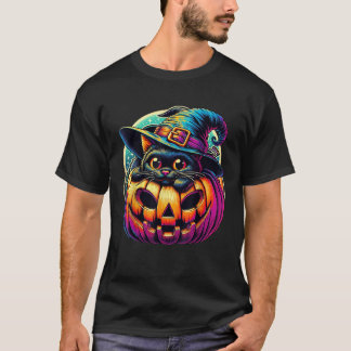 Camiseta Gato extra lindo negro con gato de calabaza Gorra 
