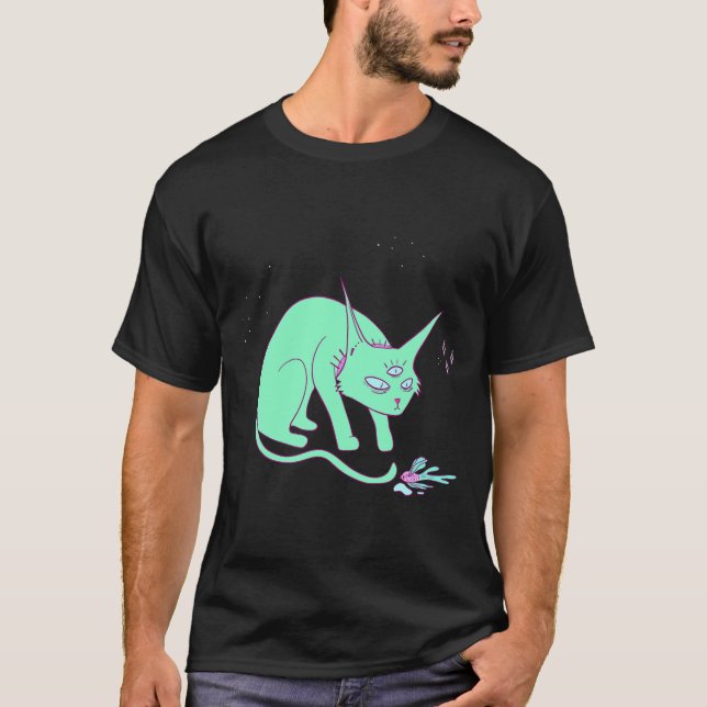 Camiseta Gato Extranjero Con Pescado (Anverso)