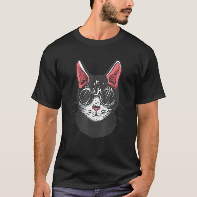 Camiseta Gato Extravagante Con Gafas De Sol (Anverso)