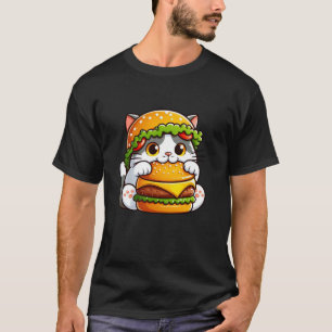 Camiseta Gato extravagante Hamburguesa Hamburguesa con ques