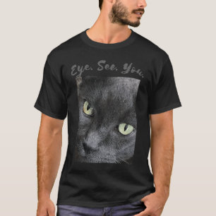 Camiseta Gato Face Green Eyes espeluznante Ojo Nos Vemos