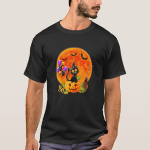 Camiseta Gato Familiar Disfraz De Gato Y Luna Para Hallowe