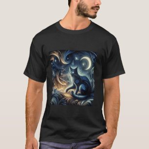 Camiseta Gato Fantasía Oscura Surrealista Lunar Psicodélico