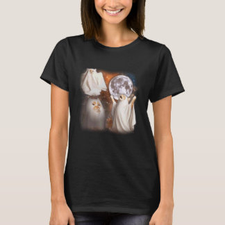 Camiseta Gato Fantasma Aullando a la Luna Halloween Diverti