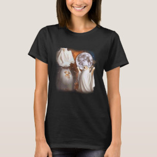 Camiseta Gato Fantasma Aullando a la Luna Halloween Diverti