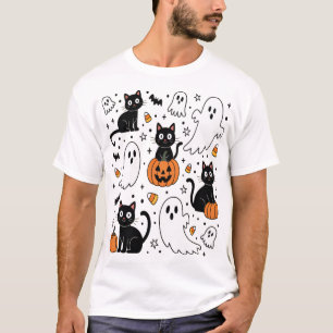 Camiseta Gato fantasma Boo de Halloween lindo