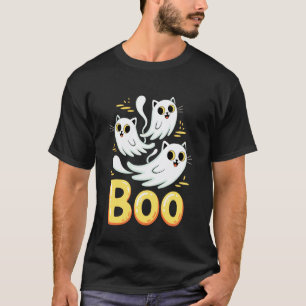 Camiseta Gato Fantasma Boo Gatito Lindo Amante de Gatos Hal