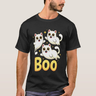 Camiseta Gato Fantasma Boo Gatito Lindo Amante de Gatos Hal