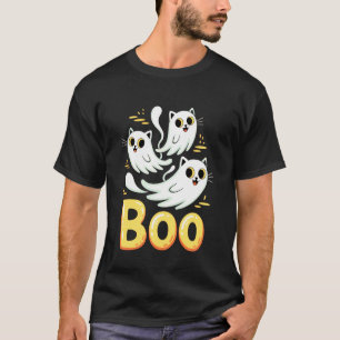 Camiseta Gato Fantasma Boo Gatito Lindo Amante de Gatos Hal