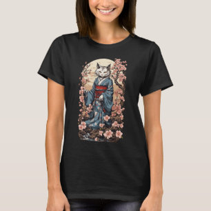 Camiseta Gato fantasma con kimono japonés Yokai folklore de
