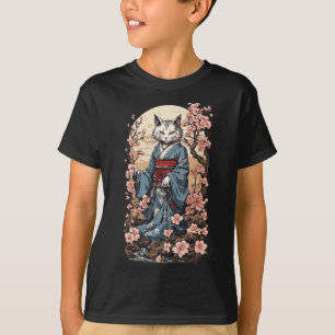Camiseta Gato fantasma con kimono japonés Yokai folklore de