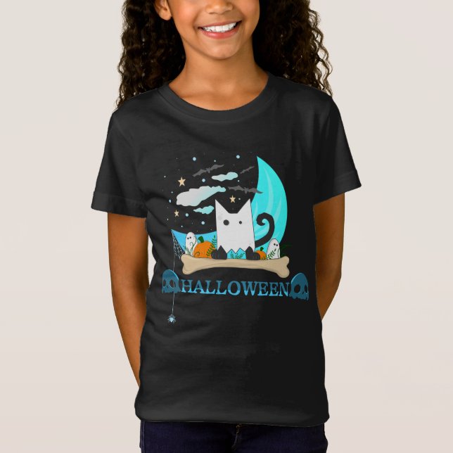 Camiseta Gato fantasma juguetón la noche de Halloween (Anverso)