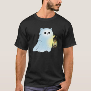 Camiseta Gato Fantasma Lindo Con Linterna Spook Fantasma Ha