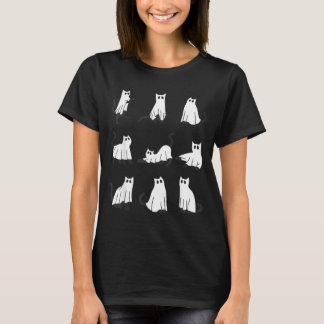 Camiseta Gato fantasma lindo diseño divertido de Halloween 