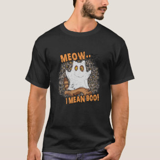 Camiseta Gato Fantasma Meow Me Refiero A La Calabaza De Boo