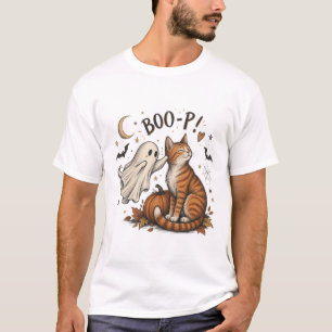 Camiseta Gato fantasma naranja Boo-P Halloween boop en la n