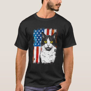 Camiseta Gato Felino de Esmoquin Bandera Americana 4 de Jul