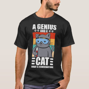Camiseta Gato felino un genio y un gato qué combinación