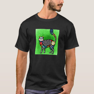 Camiseta Gato Feliz Calavera de Azúcar Día de los Muertos