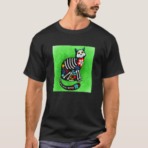Camiseta Gato Feliz Calavera de Azúcar Día de los Muertos 