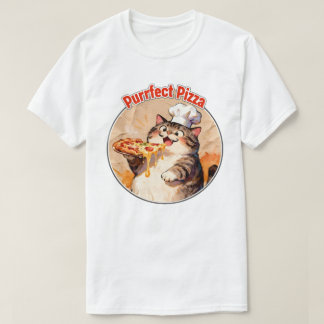 Camiseta Gato Feliz Chef con Pizza