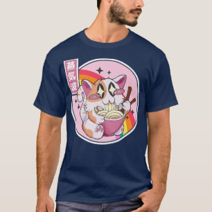 Camiseta Gato feliz comiendo Ramen Japón Otaku 80 Vaporwave
