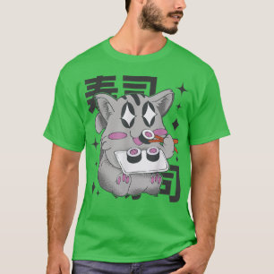 Camiseta Gato feliz comiendo sushi japonés estilo Kawaii An