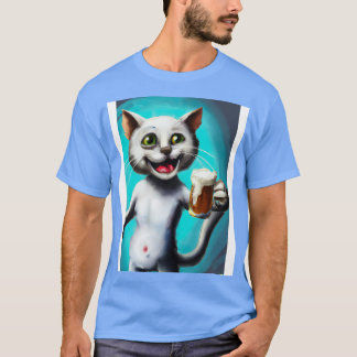 Camiseta Gato feliz con cerveza 1