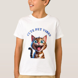 Camiseta Gato Feliz Con Collar Diseño De Mascota Lindo Arte