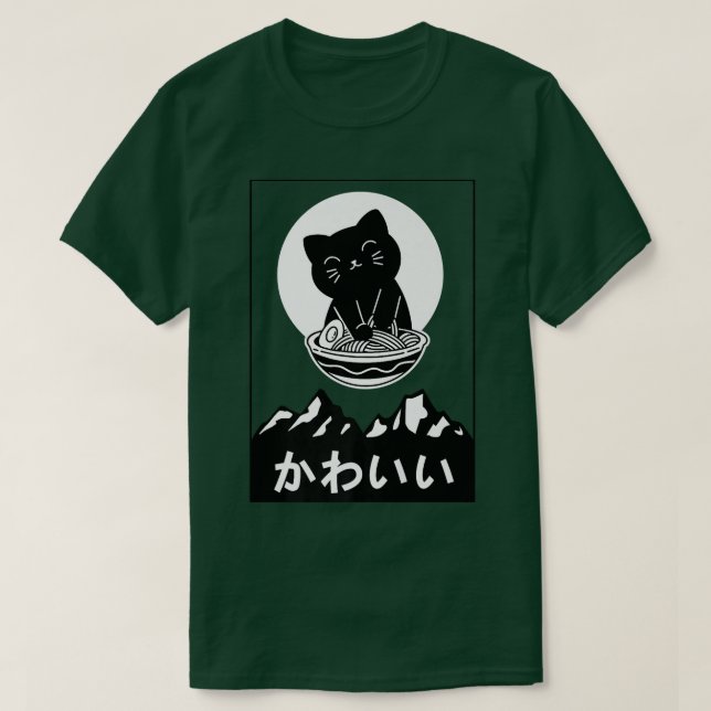 Camiseta Gato feliz con Ramen  (Diseño del anverso)