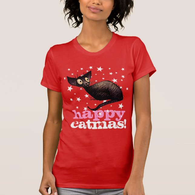 Camiseta ¡Gato feliz de Catmas! Navidad divertido (Anverso)