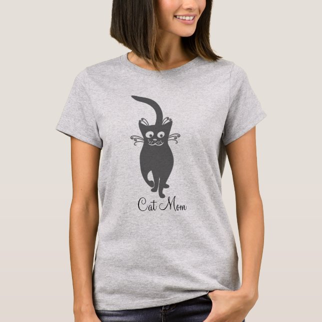 Camiseta Gato feliz de la mamá del gato (Anverso)