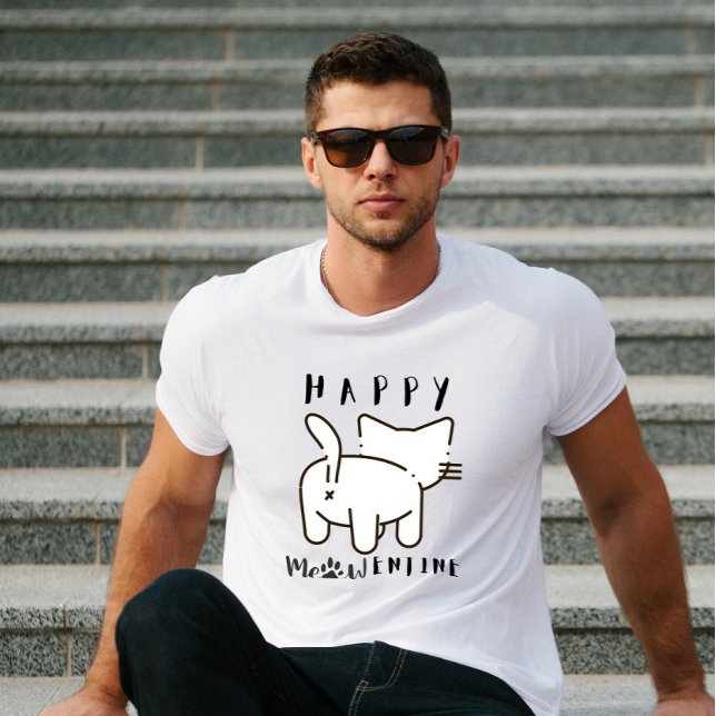 Camiseta Gato feliz de Meowentine minimalista (Subido por el creador)