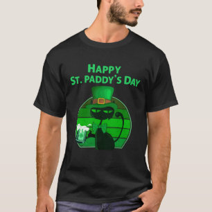 Camiseta Gato Feliz Día de San Patricio con Cerveza Verde B