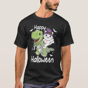 Camiseta Gato Feliz Halloween Momia rex Gatos Halloween 1